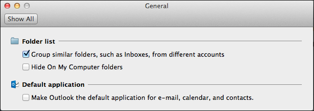 properties tab in outlook 2011 for mac greyed out